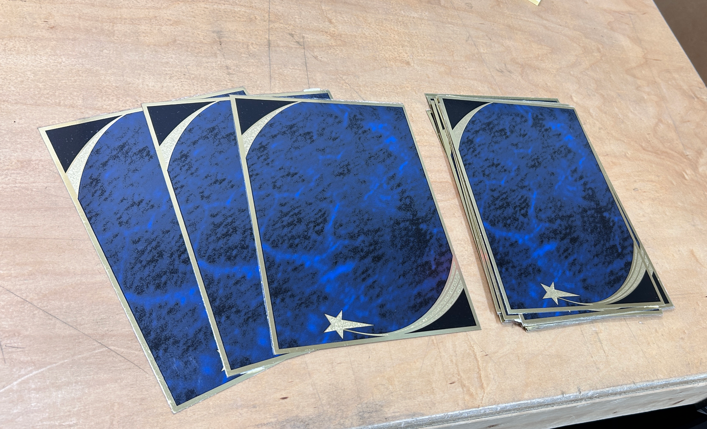 7" x 10" Blue Marble/Gold Brass Plated Steel Victory Star Plaque Plate - Overstock