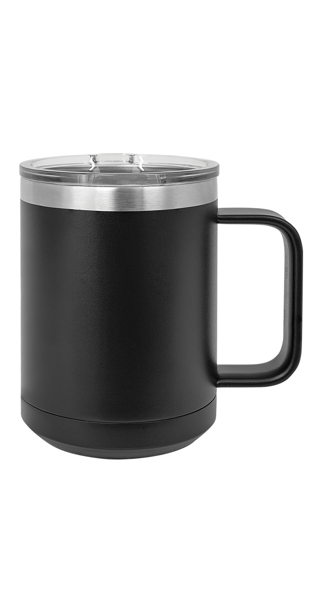 Polar Camel 15 oz. Black Vacuum Insulated Mug with Slider Lid - Overstock Blank